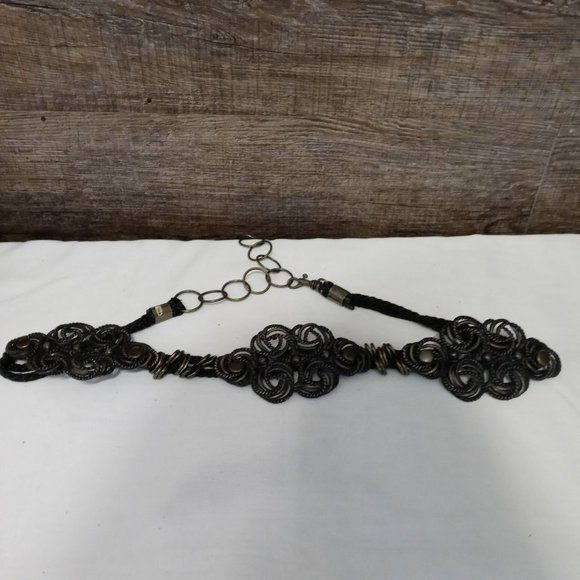 Metal and leather adjustable Bohemian women's belt - Picture 5 of 5